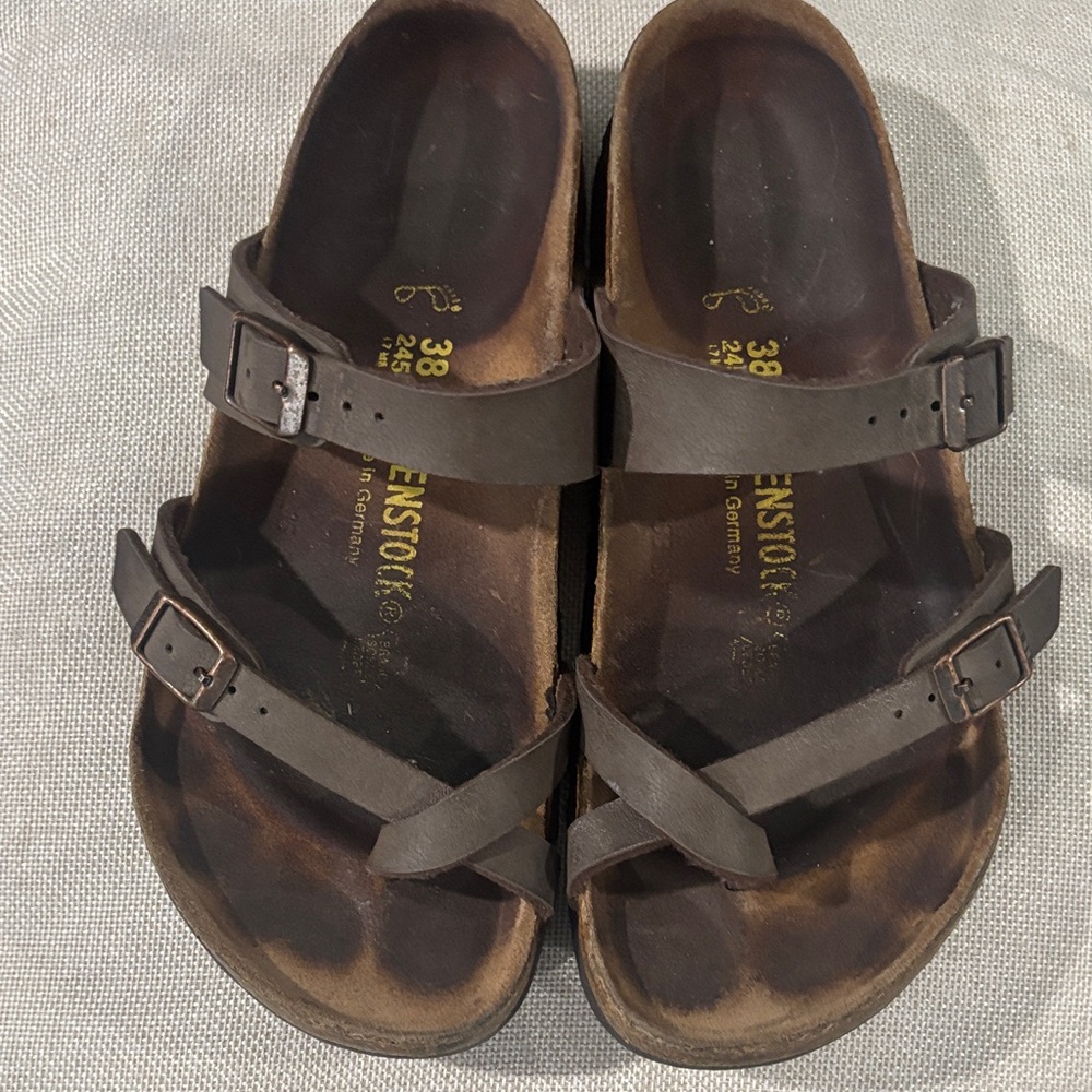 Birkenstock  Mayari Brown Double-Strap Toe-Loop Sandals